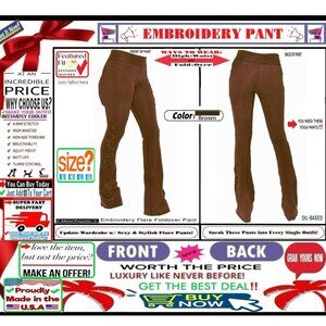 🛑 BULLY Fold Over FLORAL ➕🆒 LEGGING PANT High Waist Embroidery 💸BUY NOW‼️🟢